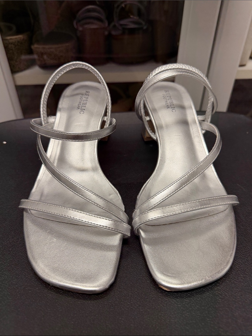 Silver Strappy Slingback Sandals by Banana Republic